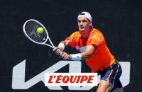 L'image insolite de Terence Atmane qui exprime sa joie - Tennis - Open du Pays d'Aix