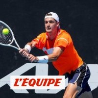 L'image insolite de Terence Atmane qui exprime sa joie - Tennis - Open du Pays d'Aix