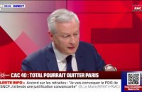 SNCF: L'accord sur les retraites " n'est pas satisfaisant", estime Bruno Le Maire