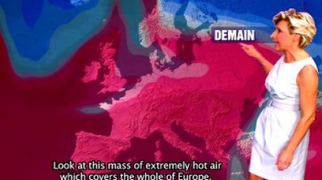 Canicule: La carte météo d'Évelyne Dhéliat ressemble beaucoup à