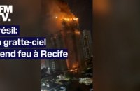 Brésil: un gratte-ciel prend feu en pleine nuit à Recife