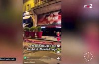 Accident : Regardez les ailes du célèbre cabaret parisien "Le moulin rouge" qui se sont effondrées vers 2h du matin, sans faire de victimes, mais entrainant des dégâts sur la façade ! - Vidéo