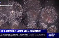 Marseille: les images du spectacle de drones et du feu d'artifice avant l'arrivée de la flamme olympique