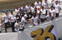 Real Madrid - Don Carlo Ancelotti en feu durant les célébrations du titre