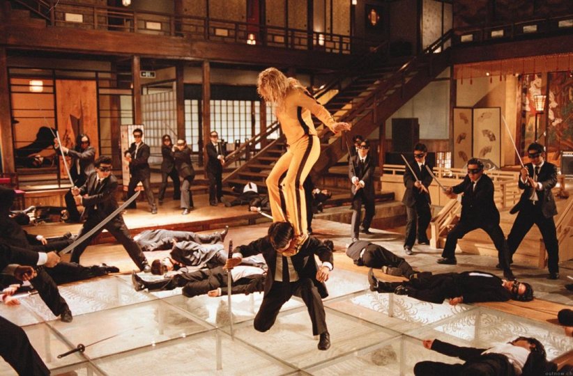 La bataille de la Villa des feuilles bleues de "Kill Bill : Volume 1" (2003) La bataille de la Villa des feuilles bleues de "Kill Bill : Volume 1" (2003)