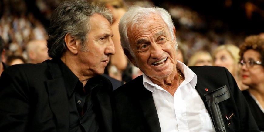 Richard Anconina et Jean-Paul Belmondo à la cérémonie d'ouverture de la 10e édition du Festival Lumière à Lyon, le 13 octobre 2018.