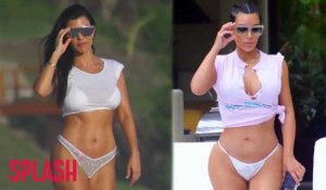 Kim et Kourtney Kardashian se prélassent en bikini au Mexique