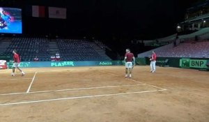Coupe Davis 2014 - Federer & Wawrinka à l'entraînement avant le double