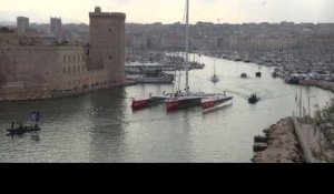 Course UltiMed: les trimarans géants quittent Marseille