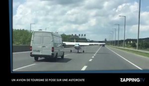 Un avion se pose sur une autoroute, les images insolites (Vidéo)