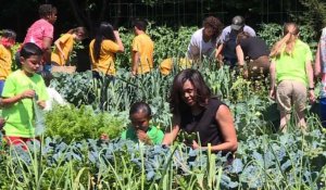 Michelle Obama et des enfants cuisinent à la Maison Blanche