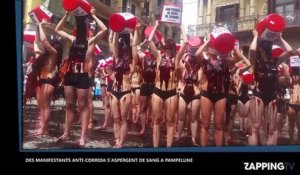 Des manifestants anti-corrida nus s'aspergent de sang à Pampelune (Vidéo)