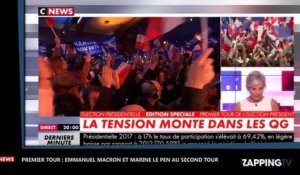 Résultats premier tour : Emmanuel Macron et Marine Le Pen au second tour, explosions de joie dans leur QG