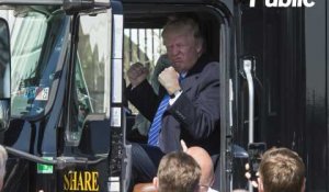 Vidéo : Donald Trump : Heureux comme un enfant au volant d’un camion !
