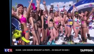 Des Russes sexy en bikinis et maillots de bain dévalent une piste de ski (vidéo)