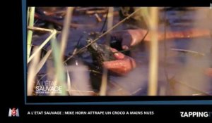 A l'Etat sauvage - Laure Manaudou : Mike Horn saute dans une rivière et attrape un croco (vidéo)