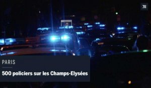 Plusieurs centaines de policiers manifestent en pleine nuit sur les Champs-Elysées