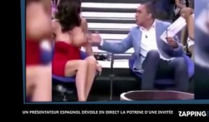 Un présentateur espagnol dévoile volontairement la poitrine d'une invitée en direct (Vidéo)