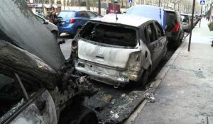 Des voitures brûlées à Paris en marge d'une manifestation