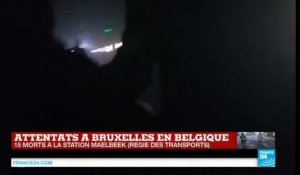 Attentats à Bruxelles : images à l'intérieur de la station de métro de Maelbeek, touchée par une explosion