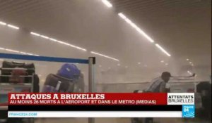 Attentats à Bruxelles : images dans le hall de l'aéroport juste après l'explosion
