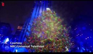 Le plus haut sapin de Noël d'Amérique a commencé à briller à New York