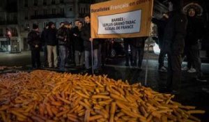 Deux tonnes de carottes déversées à Paris contre la contrebande de cigarettes