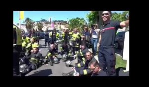 Les pompiers manifestent à Cannes le jour d'ouverture du Festival