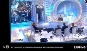 Laurent Baffie et Laury Thilleman font un concours de pompes dans SLT (vidéo)