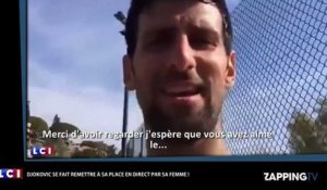 Novak Djokovic se fait remettre à sa place par sa femme en direct (vidéo)
