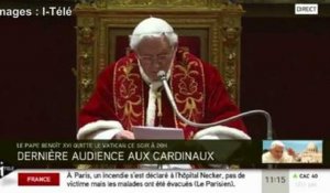 Benoît XVI promet son "obéissance inconditionnelle" au prochain pape