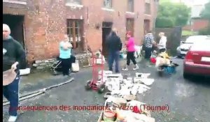 Les conséquences des inondations à Vezon à Tournai