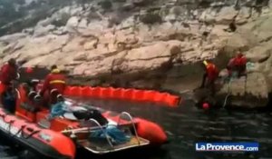 Marseille : exercice anti-pollution dans la calanque de Morgiou