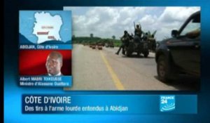 Côte d'Ivoire - Des tirs à l'arme lourde entendus à Abidjan (France 24)