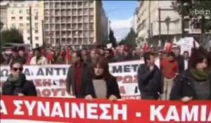 Manifestations au cocktail molotov en Grèce, contre l'austérité