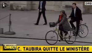 Christiane Taubira quitte le ministère de la Justice à vélo 