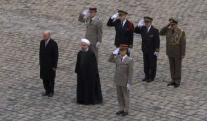 Cérémonie d'accueil du président iranien Rohani aux Invalides