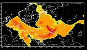 La progression du nuage de Tchernobyl en une minute