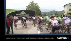 Tour d'Italie : Une énorme chute collective envoie un coureur dans le ruisseau (vidéo)