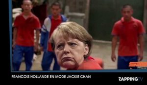 François Hollande se prend pour "Jackie Chan" et donne une leçon de karaté à Angela Merkel