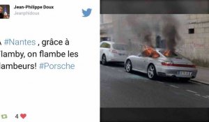 Manifestations à Nantes : une Porsche en feu enflamme la Toile