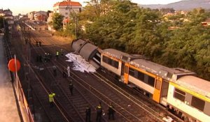 Les images après le déraillement d'un train en Espagne