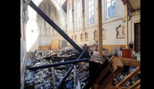 Saint Omer: ce qui reste du bâtiment qui a brûlé rue Carnot