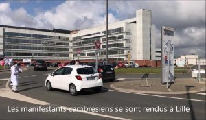 Manifestation des techniciens de labo devant l'hôpital de Cambrai