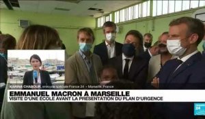 Emmanuel Macron à Marseille : visite d'une école et présentation du plan d'urgence