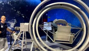 Nouveaux contrats Adeps: le para-athlète du RFCL Roger Habsch sur une machine de l'Euro Space Center