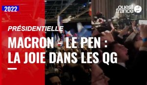 VIDÉO. Présidentielle :  la joie dans les QG d'Emmanuel Macron et Marine Le Pen
