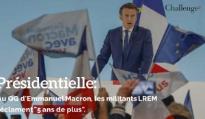 Présidentielle:Au QG d'Emmanuel Macron, les militants LREM réclament "5 ans de plus". 