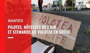 VIDÉO. À Nantes, une grève des pilotes, hôtesses de l'air et stewards de Volotea, compagnie aérienne low cost
