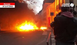 VIDÉO. Rennes : un feu de poubelles allumé par les manifestants rue d’Échange 